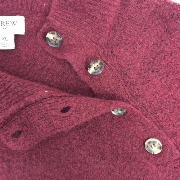J Crew Sweater Womens XL Quarter Button Collar Burgundy Wine Stretchy Soft Red - Picture 4 of 9